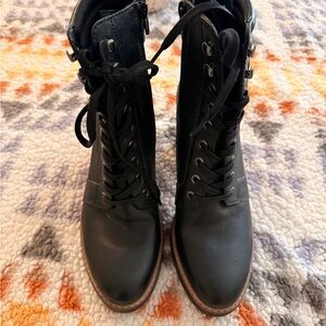 Naturalizer Dark Combat Boots with Lace-Up